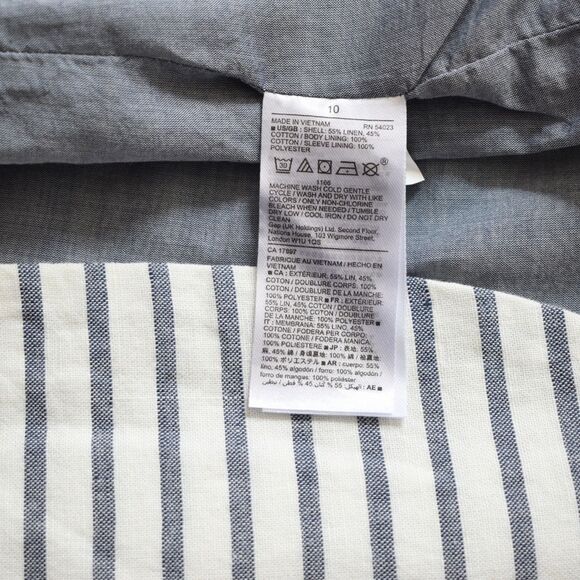 GAP Women's Linen Blend Striped Preppy Single Button Blazer Blue White Size 10 - Picture 5 of 8